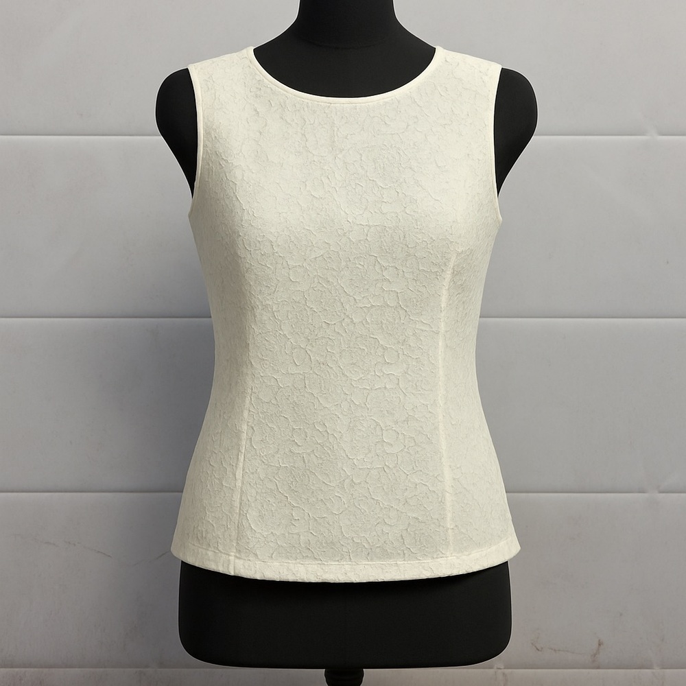 Banana Republic Lace, Lined, Zipper Back, Cream Tank Top (12)
